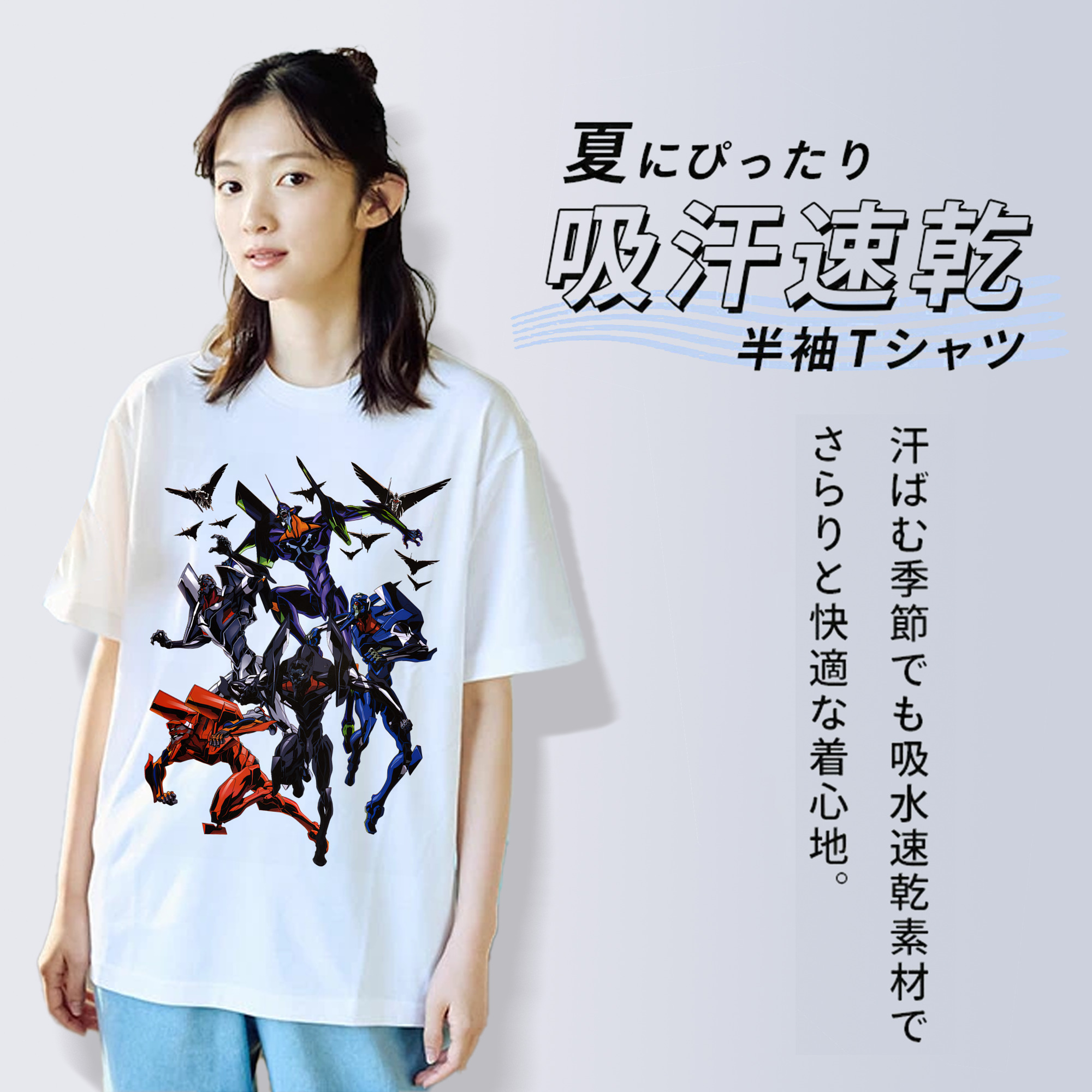 EVA 新世紀エヴァンゲリオン レディースカジュアルプリントTシャツ（綿100％）