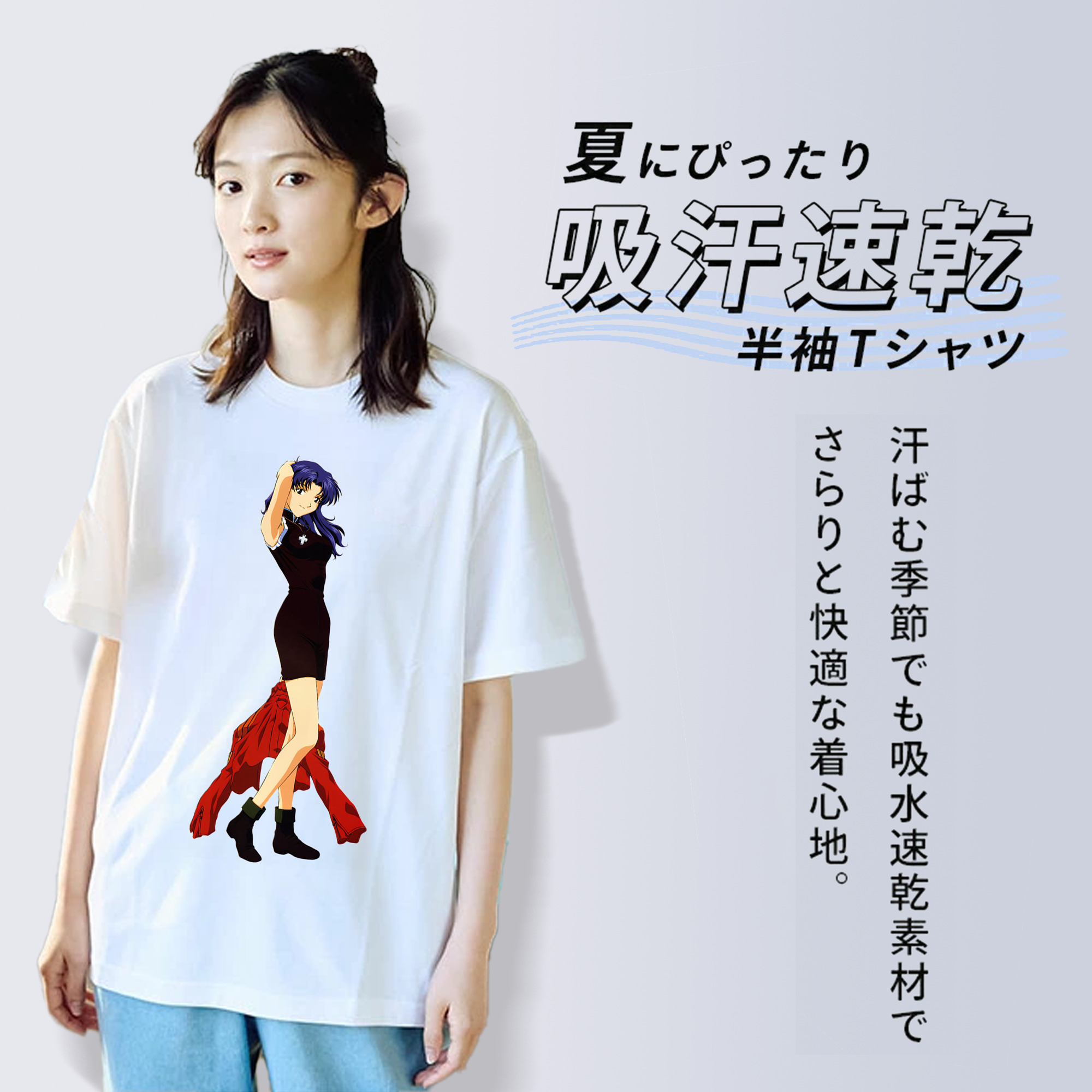 EVA 新世紀エヴァンゲリオン レディースカジュアルプリントTシャツ（綿100％）