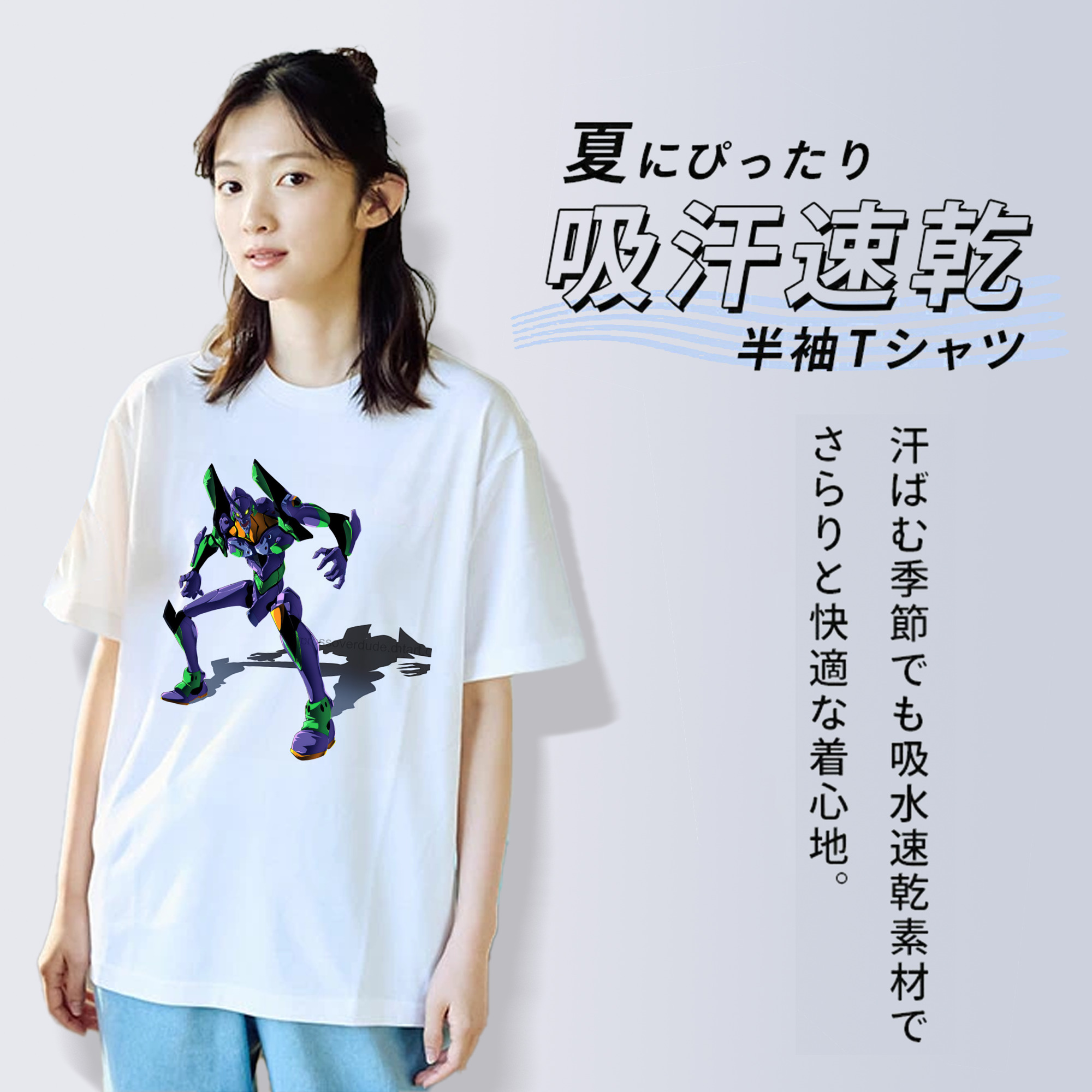 EVA 新世紀エヴァンゲリオン レディースカジュアルプリントTシャツ（綿100％）