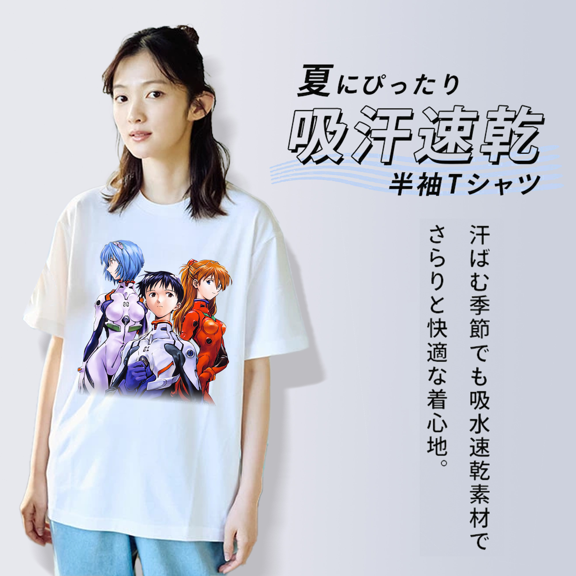 EVA 新世紀エヴァンゲリオン レディースカジュアルプリントTシャツ（綿100％）