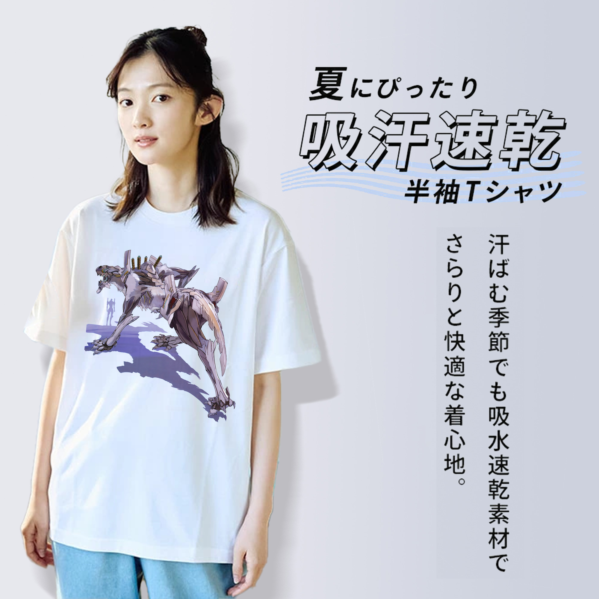 EVA 新世紀エヴァンゲリオン レディースカジュアルプリントTシャツ（綿100％）