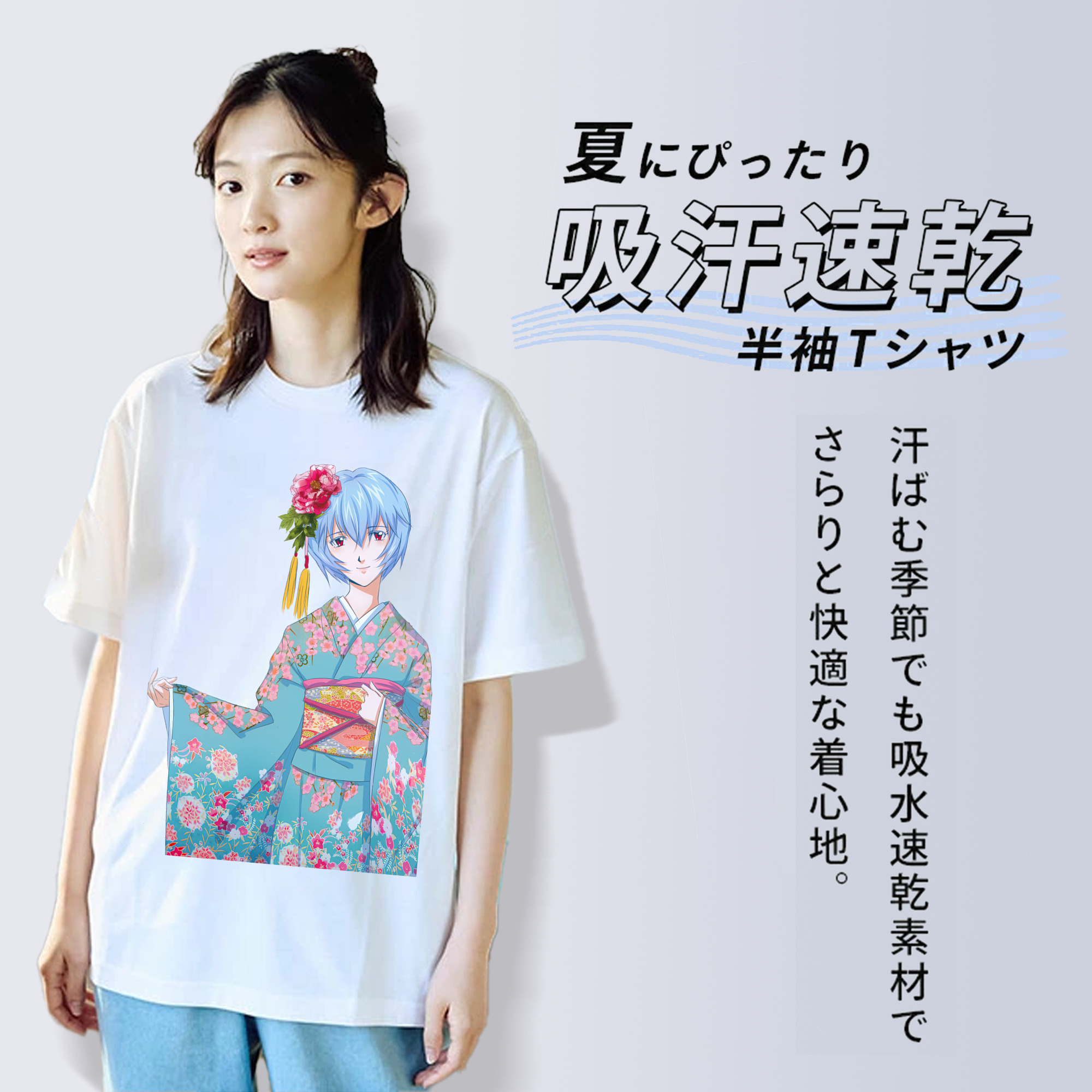 EVA 新世紀エヴァンゲリオン レディースカジュアルプリントTシャツ（綿100％）