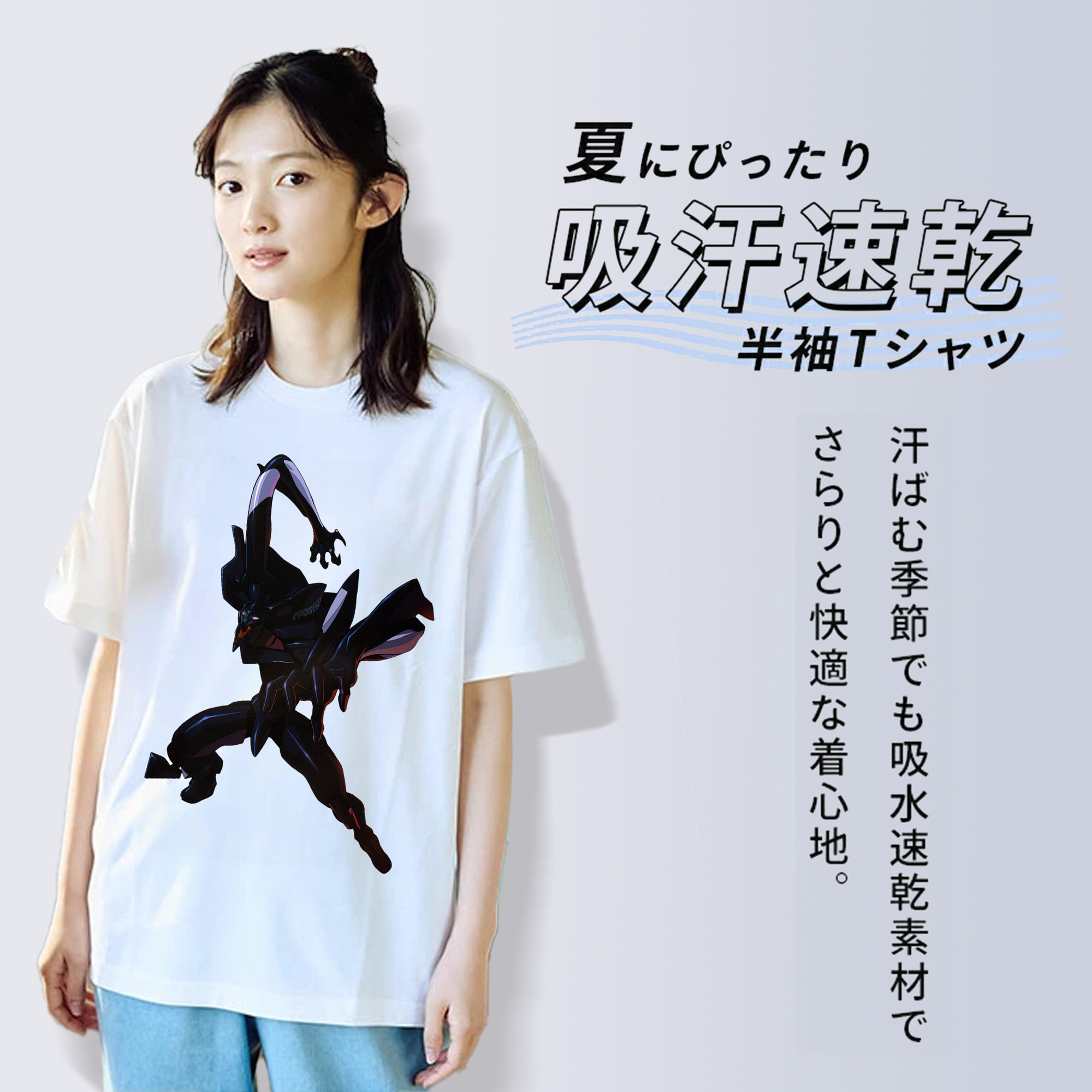 EVA 新世紀エヴァンゲリオン レディースカジュアルプリントTシャツ（綿100％）