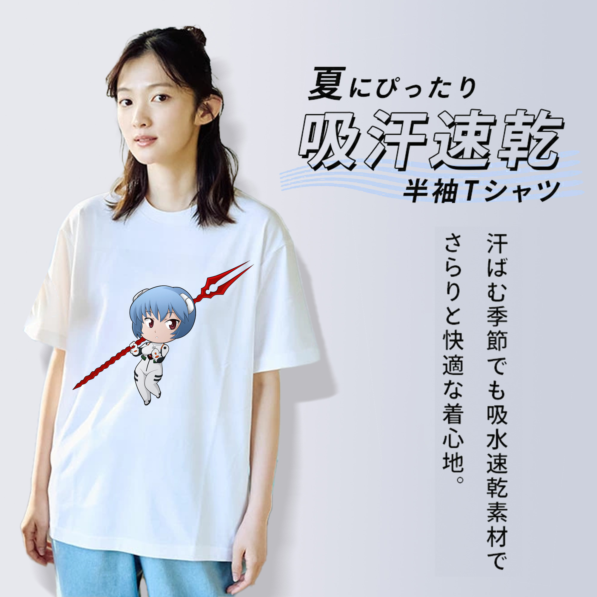 EVA 新世紀エヴァンゲリオン レディースカジュアルプリントTシャツ（綿100％）