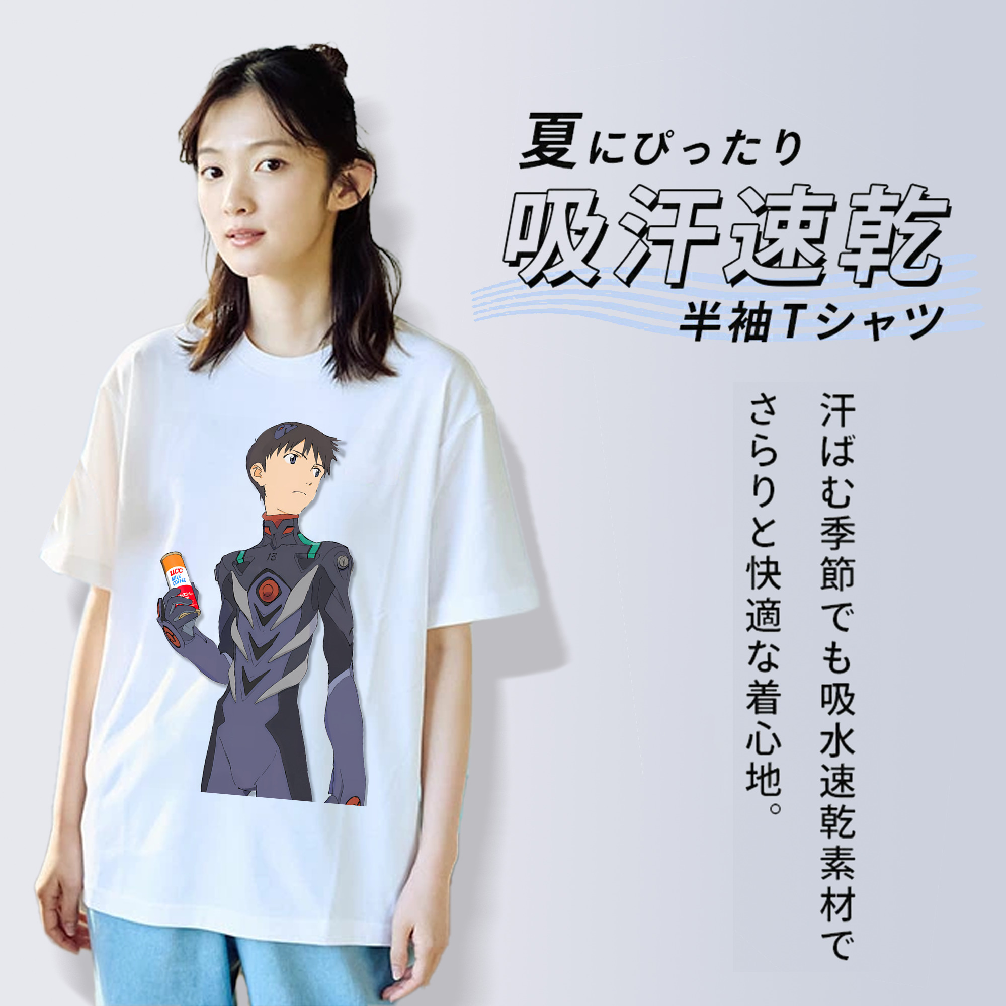 EVA 新世紀エヴァンゲリオン レディースカジュアルプリントTシャツ（綿100％）