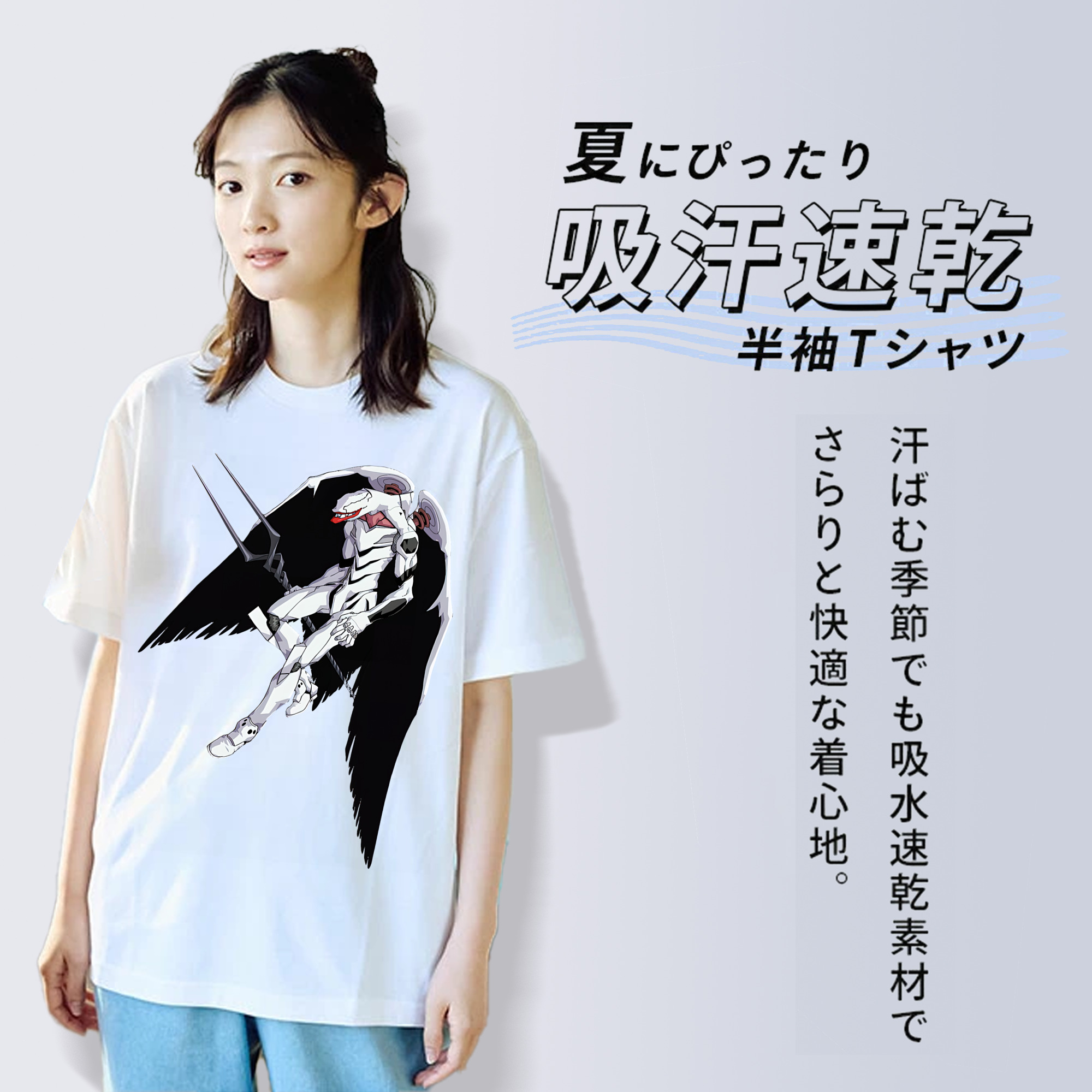 EVA 新世紀エヴァンゲリオン レディースカジュアルプリントTシャツ（綿100％）