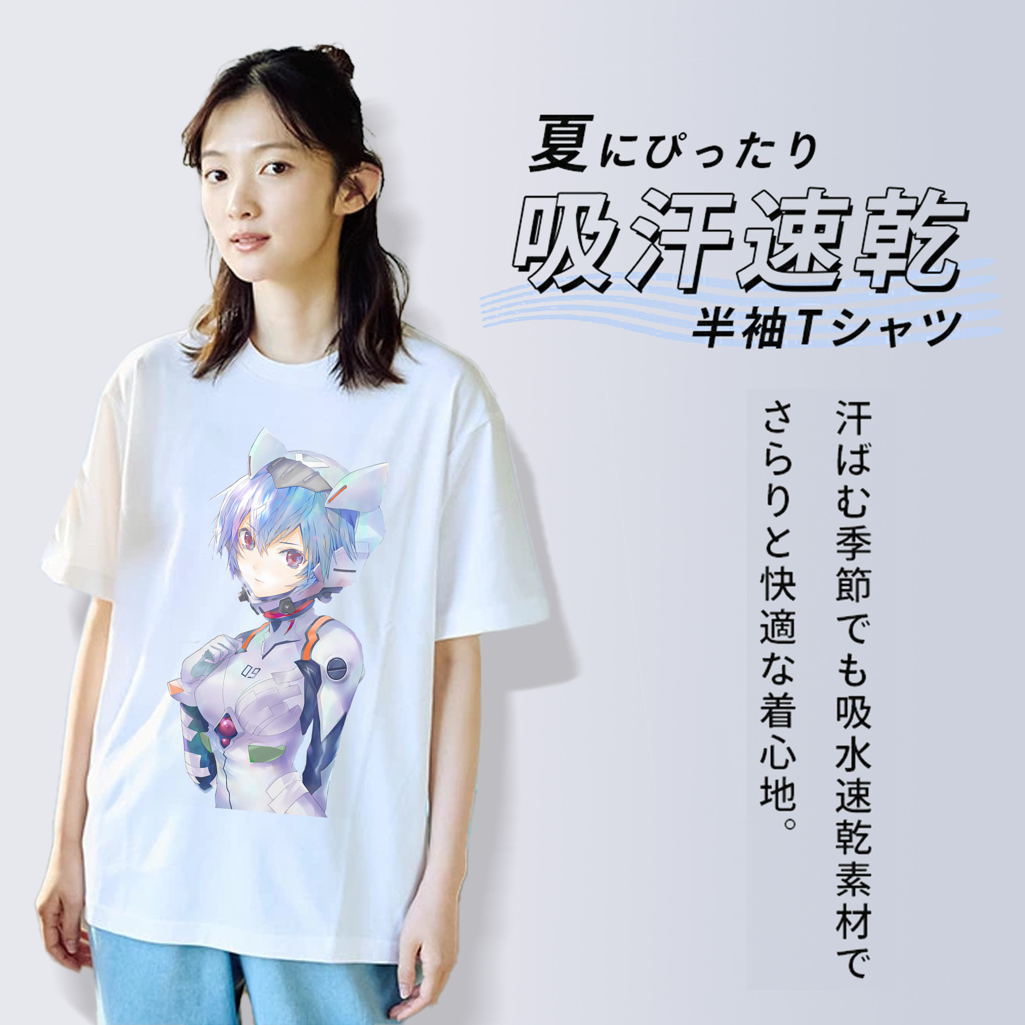 EVA 新世紀エヴァンゲリオン レディースカジュアルプリントTシャツ（綿100％）