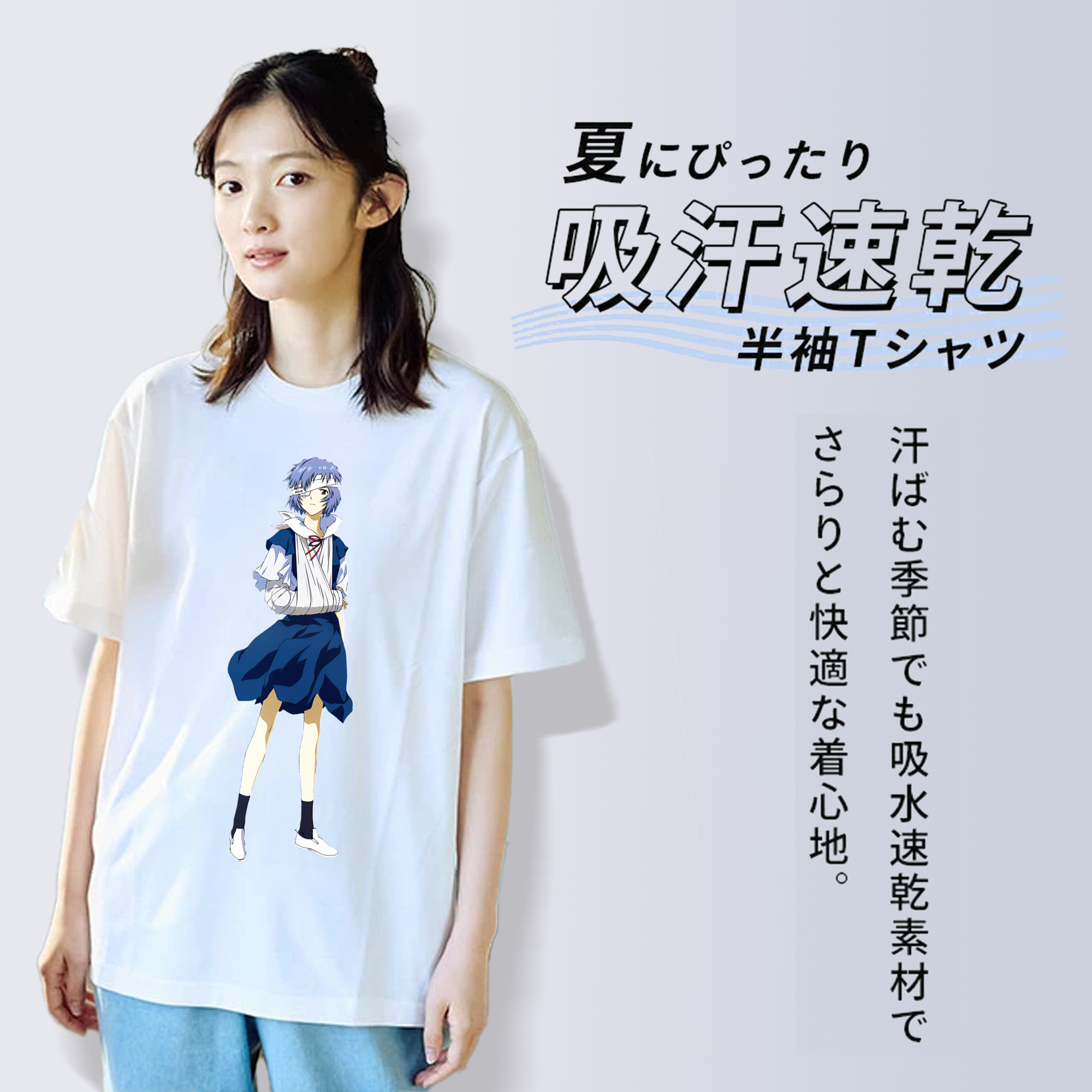 EVA 新世紀エヴァンゲリオン レディースカジュアルプリントTシャツ（綿100％）
