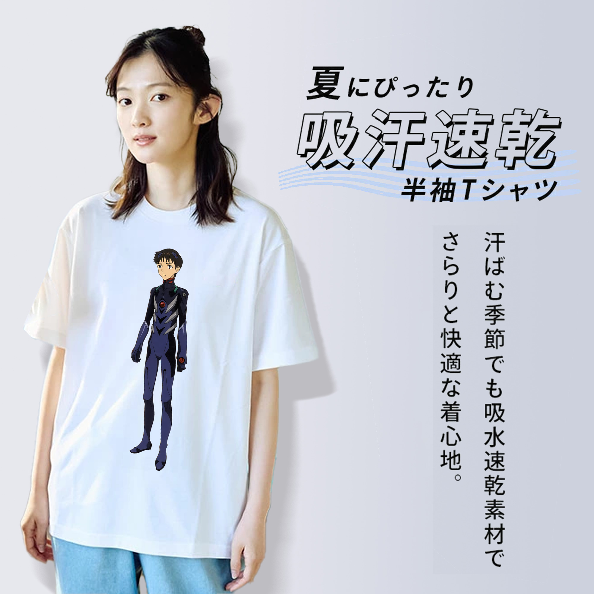 EVA 新世紀エヴァンゲリオン レディースカジュアルプリントTシャツ（綿100％）