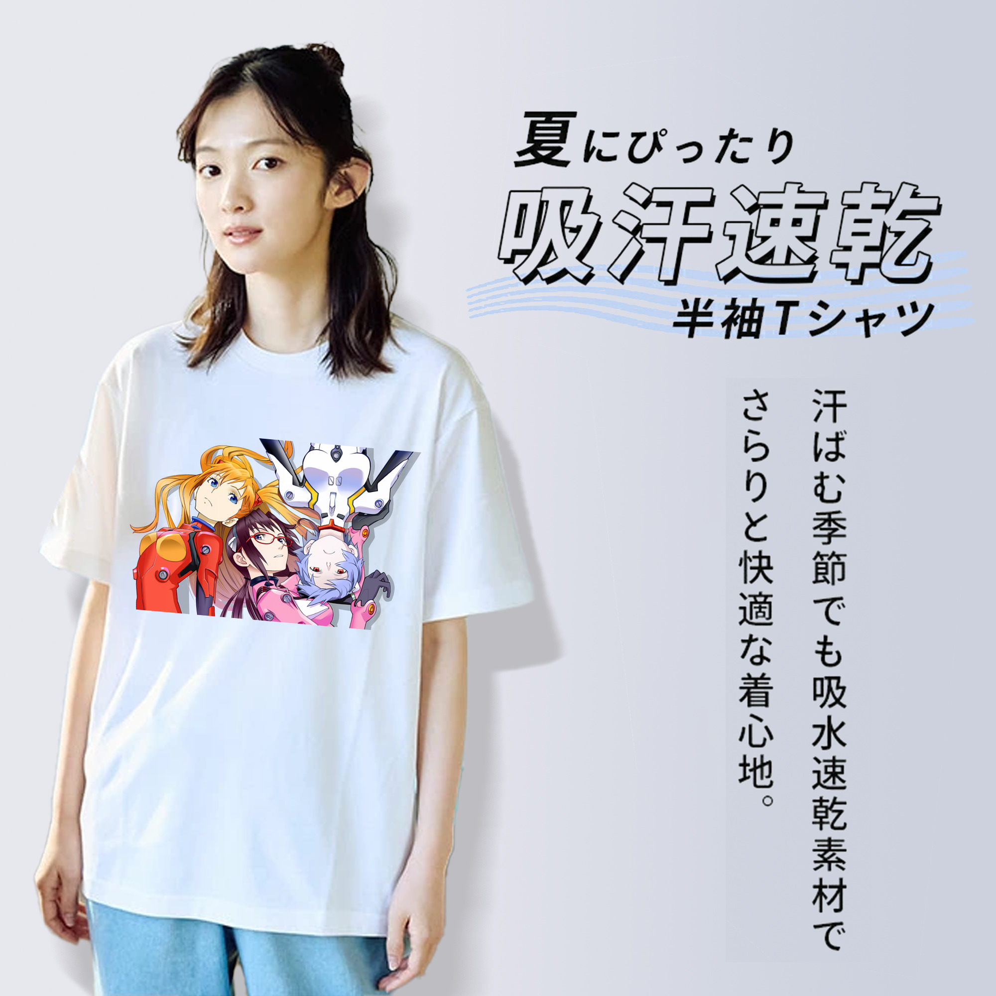 EVA 新世紀エヴァンゲリオン レディースカジュアルプリントTシャツ（綿100％）