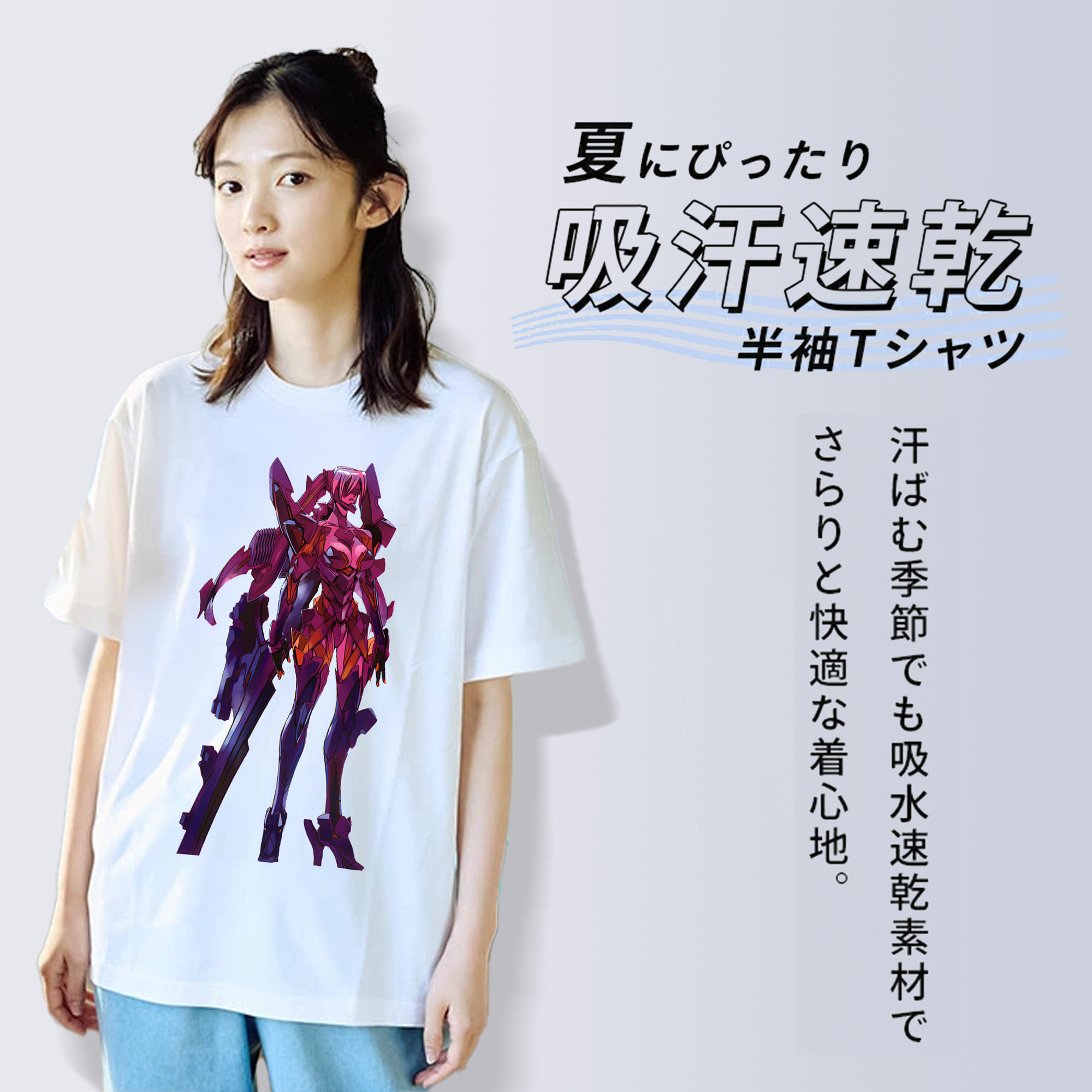 EVA 新世紀エヴァンゲリオン レディースカジュアルプリントTシャツ（綿100％）