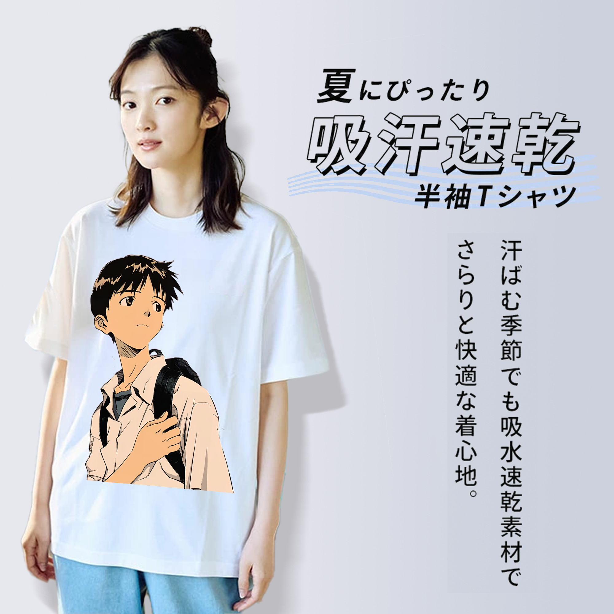 EVA 新世紀エヴァンゲリオン レディースカジュアルプリントTシャツ（綿100％）