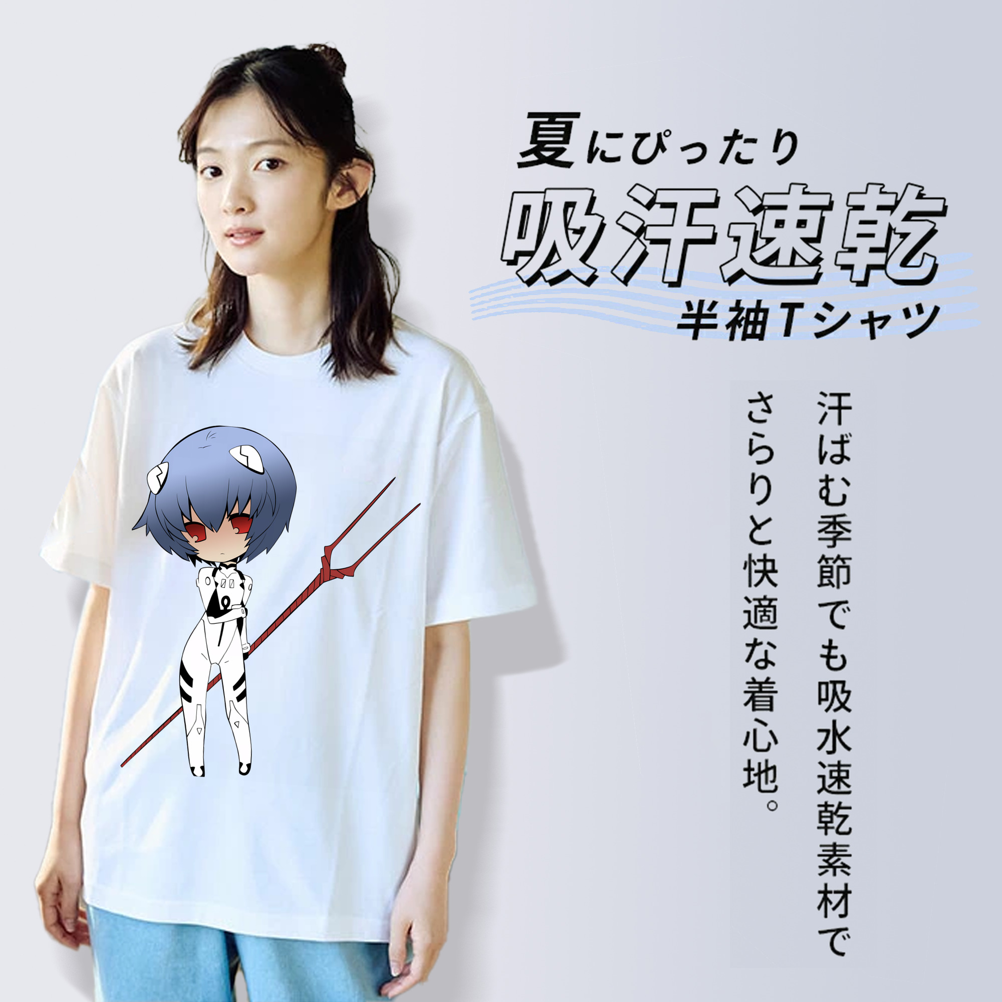 EVA 新世紀エヴァンゲリオン レディースカジュアルプリントTシャツ（綿100％）