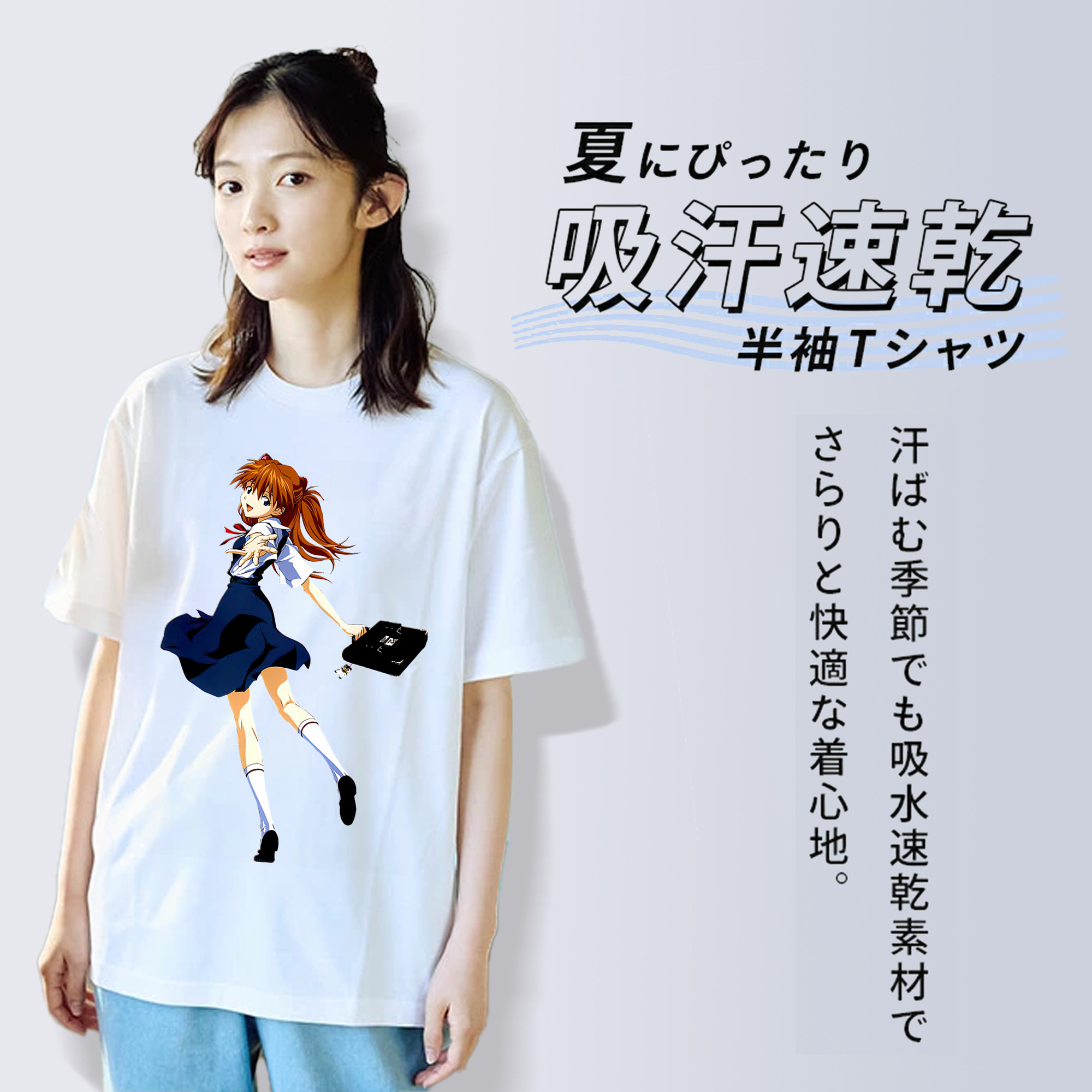 EVA 新世紀エヴァンゲリオン レディースカジュアルプリントTシャツ（綿100％）