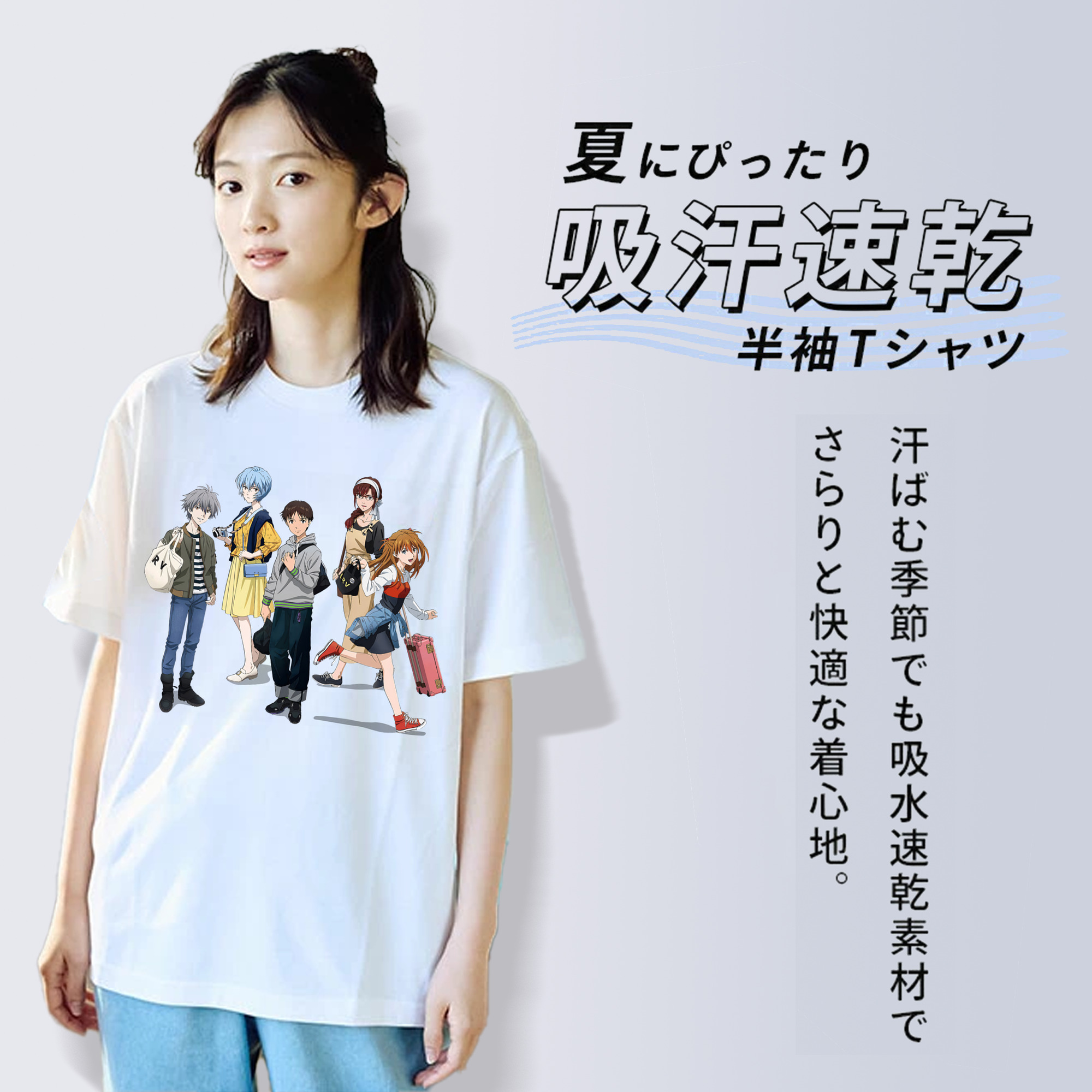 EVA 新世紀エヴァンゲリオン レディースカジュアルプリントTシャツ（綿100％）