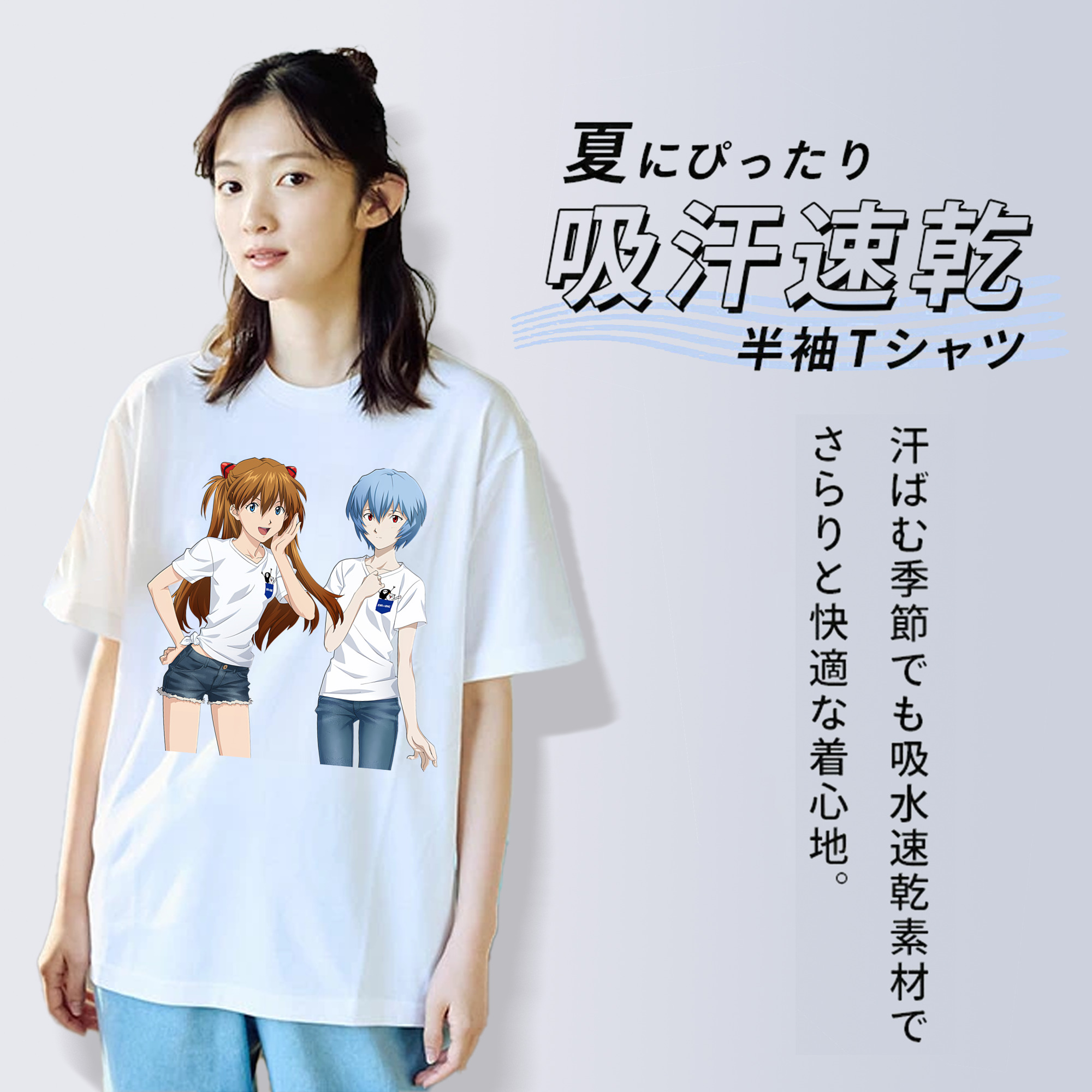 EVA 新世紀エヴァンゲリオン レディースカジュアルプリントTシャツ（綿100％）
