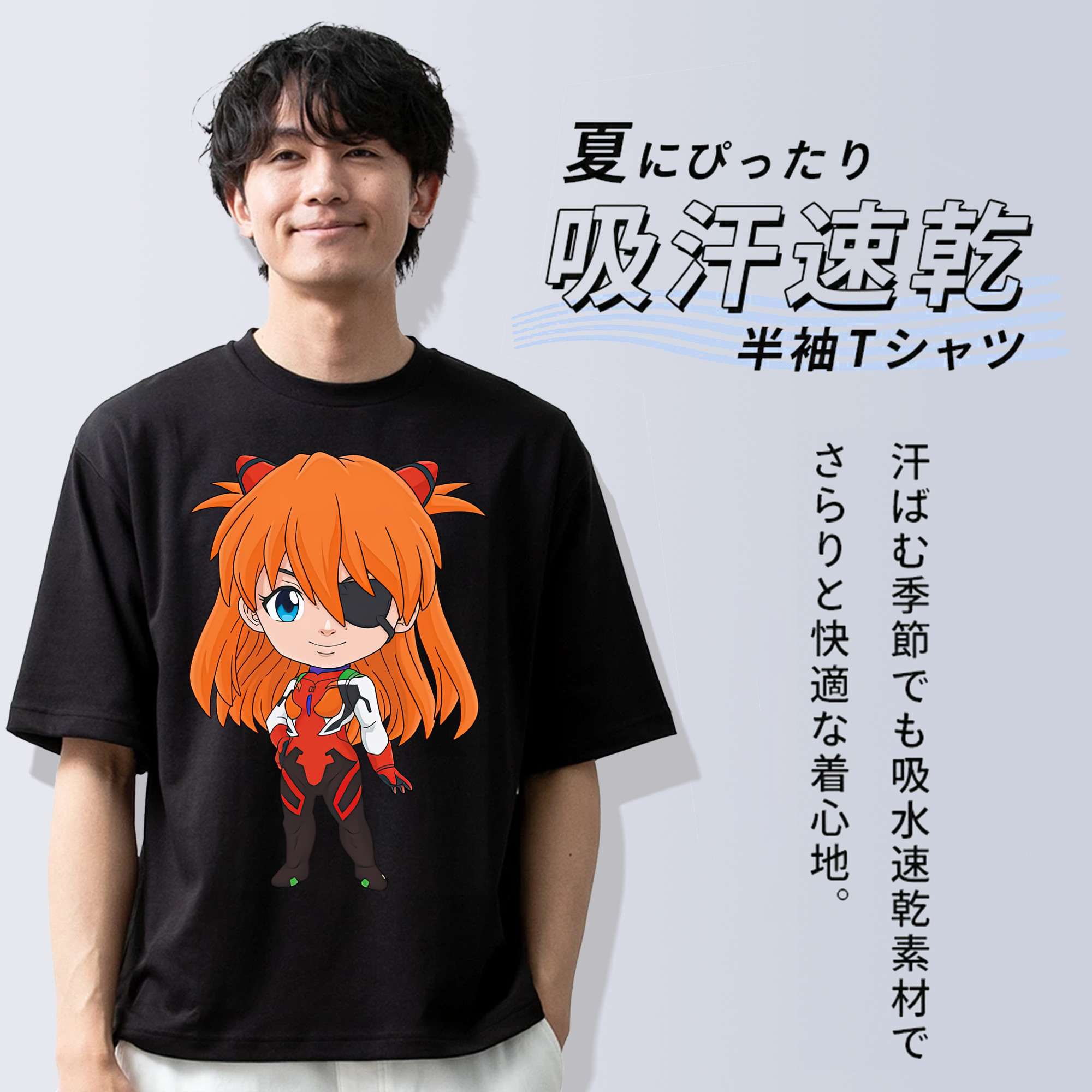 EVA 新世紀エヴァンゲリオン 綿100％半袖Tシャツ（フロントプリント）