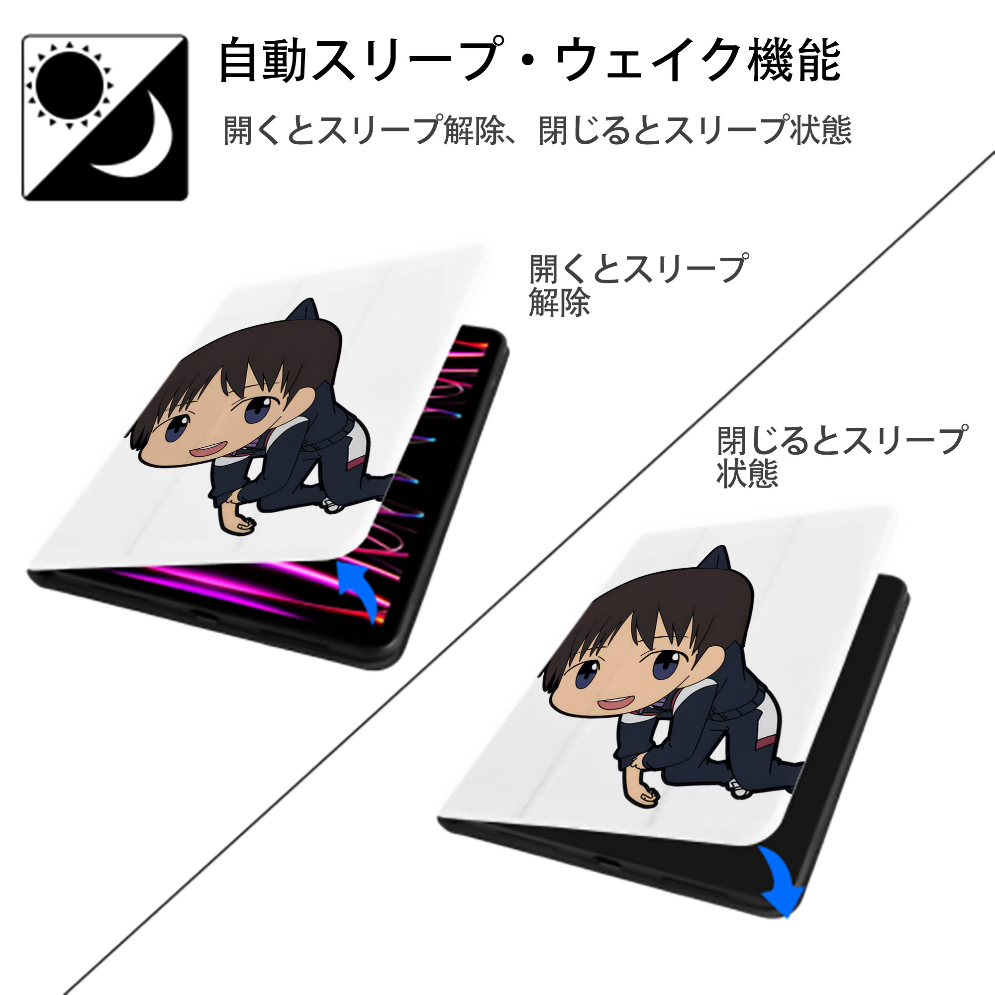 EVA 新世紀エヴァンゲリオン IPad ケース ペン収納付き 三つ折りスタンド PUレザー×シリコン 対応機種9.5/10.5/10.9インチ
