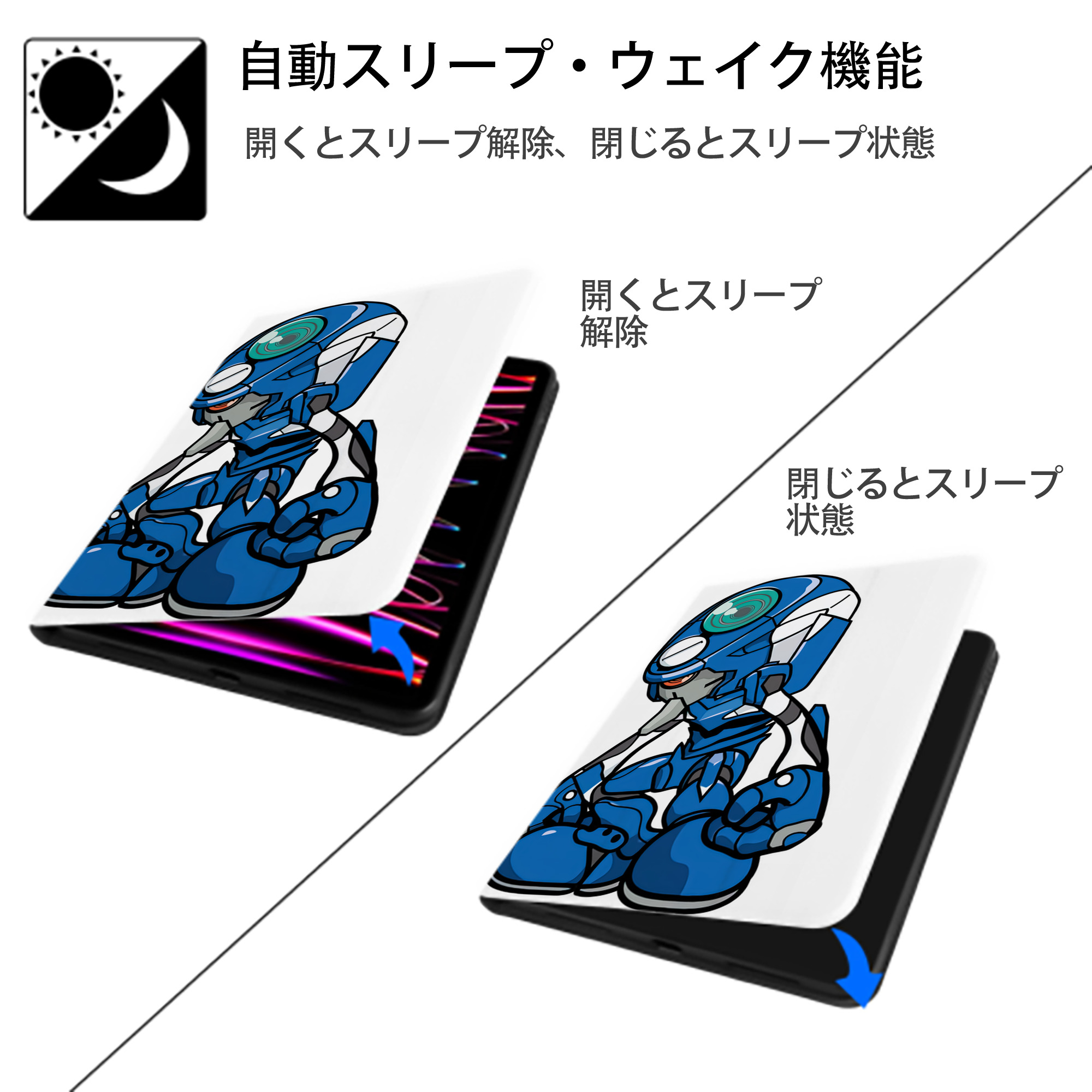 EVA 新世紀エヴァンゲリオン IPad ケース ペン収納付き 三つ折りスタンド PUレザー×シリコン 対応機種9.5/10.5/10.9インチ
