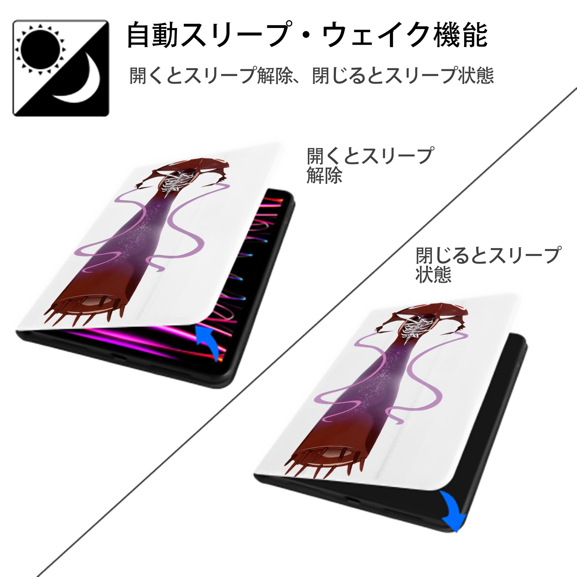 EVA 新世紀エヴァンゲリオン IPad ケース ペン収納付き 三つ折りスタンド PUレザー×シリコン 対応機種9.5/10.5/10.9インチ