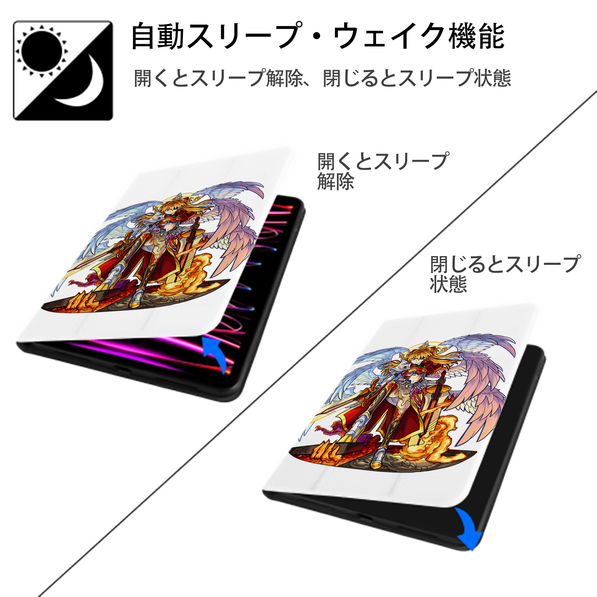 EVA 新世紀エヴァンゲリオン IPad ケース ペン収納付き 三つ折りスタンド PUレザー×シリコン 対応機種9.5/10.5/10.9インチ
