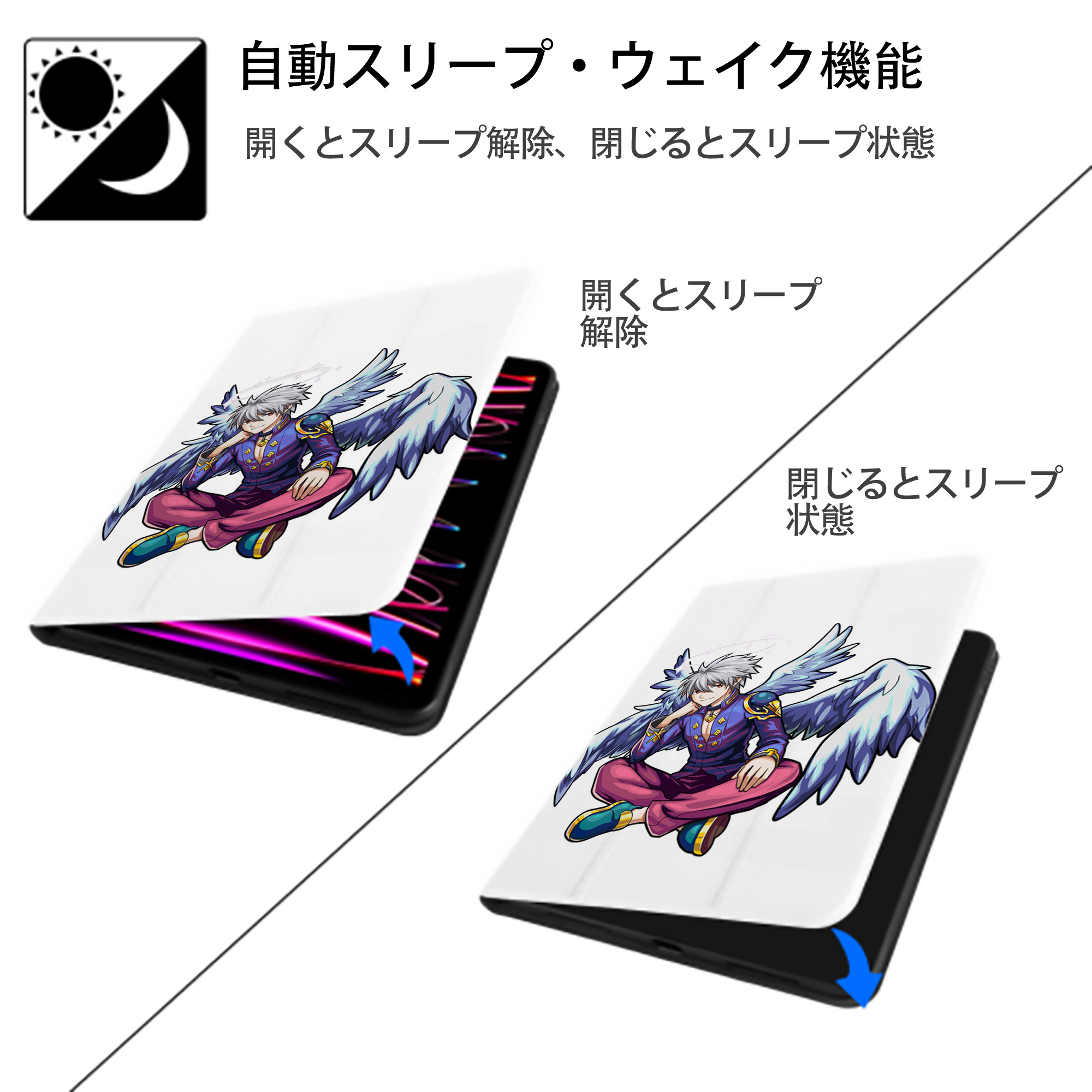 EVA 新世紀エヴァンゲリオン IPad ケース ペン収納付き 三つ折りスタンド PUレザー×シリコン 対応機種9.5/10.5/10.9インチ
