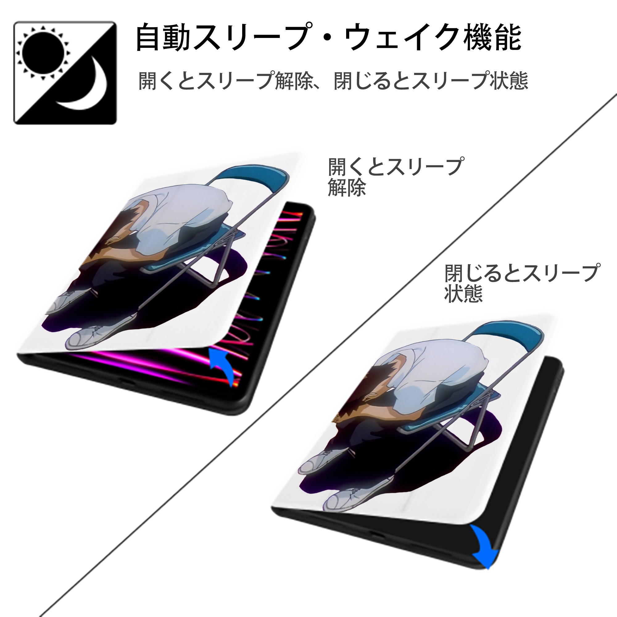 EVA 新世紀エヴァンゲリオン IPad ケース ペン収納付き 三つ折りスタンド PUレザー×シリコン 対応機種9.5/10.5/10.9インチ