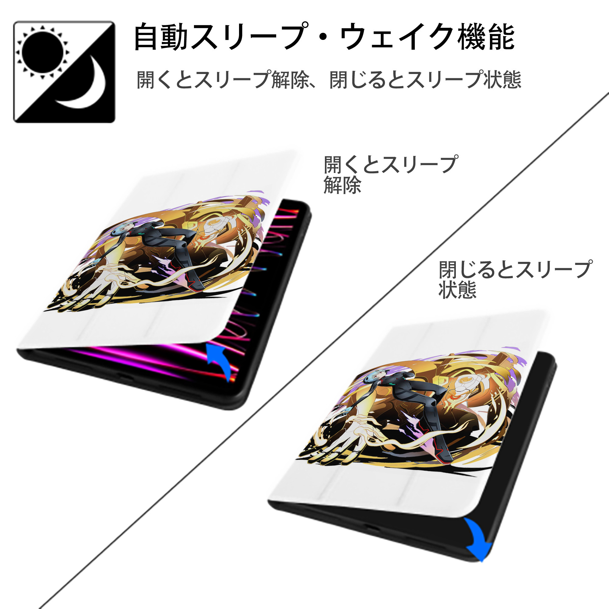 EVA 新世紀エヴァンゲリオン IPad ケース ペン収納付き 三つ折りスタンド PUレザー×シリコン 対応機種9.5/10.5/10.9インチ